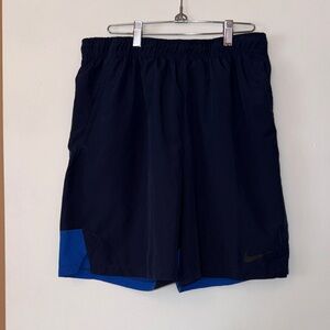 Nike Men’s Navy  Athletic Shorts with Blue Panels